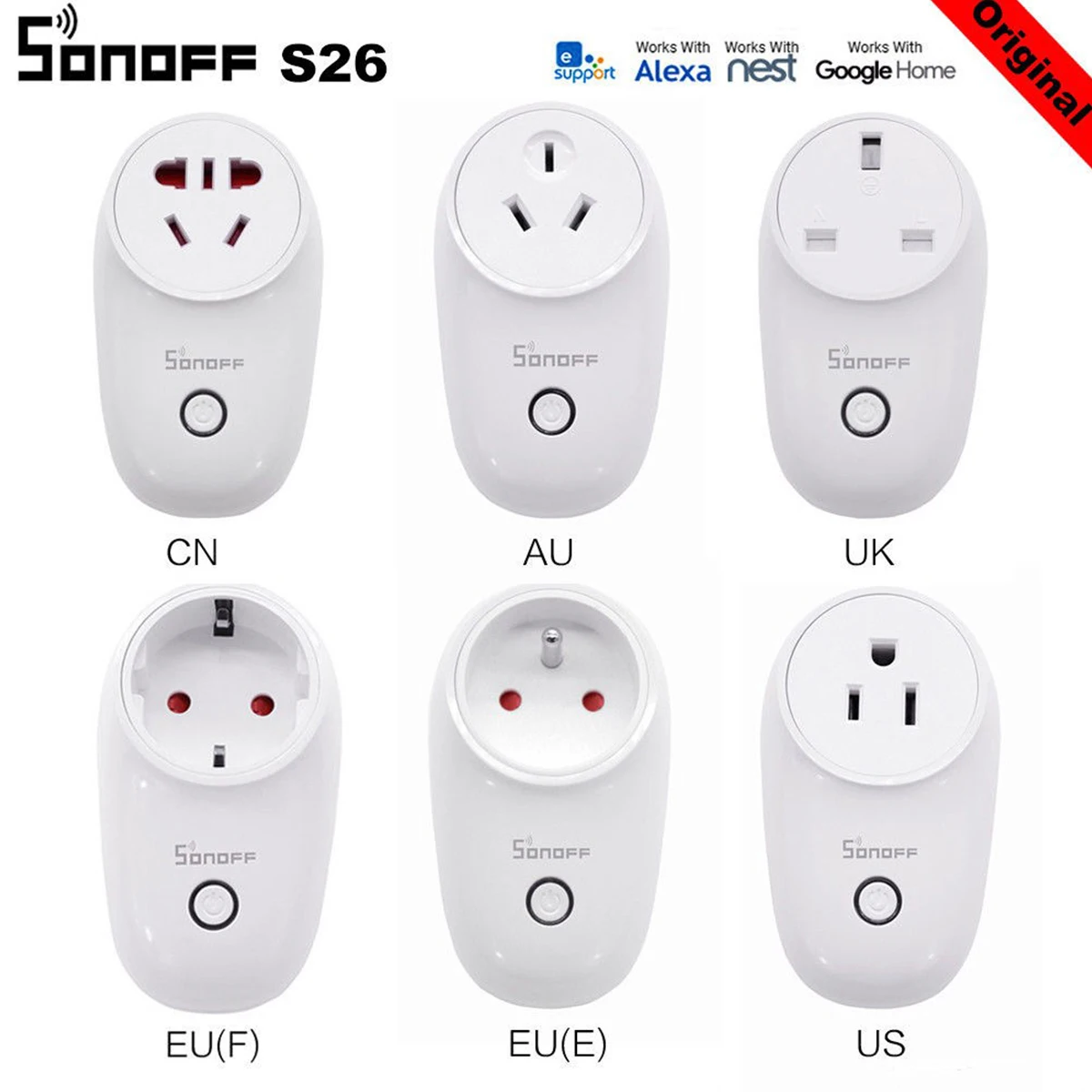 Умная розетка Sonoff S26 WiFi US/UK/CN/AU/EU Беспроводная Умный домашний переключатель
