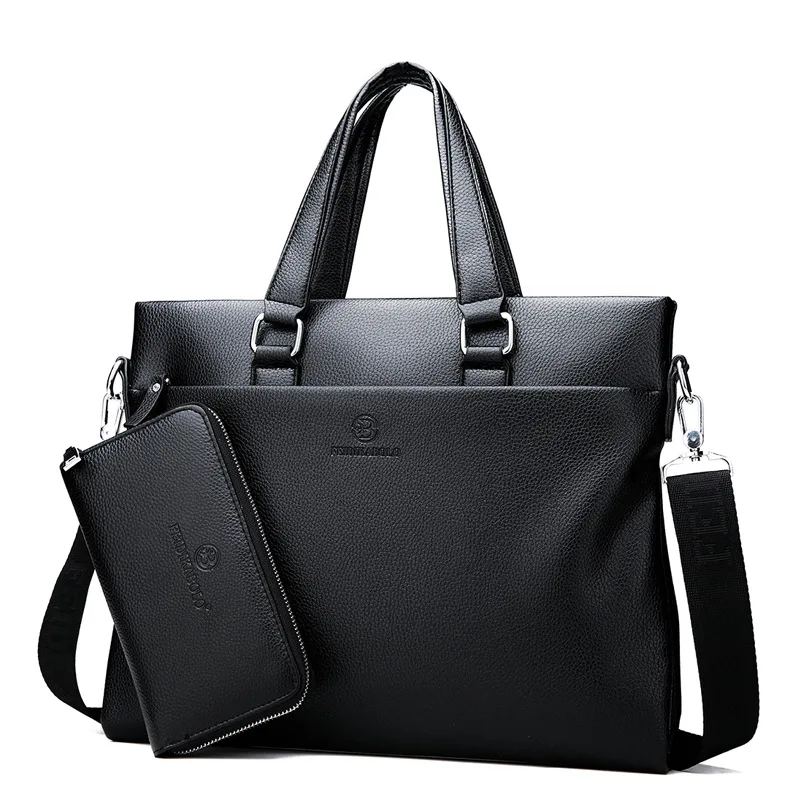 

Leather Fashion Simple Business Handbag Men Travel Large Capacity Briefcase Bag Leather Laptop Bag Casual Man Bag Shoulder Bags