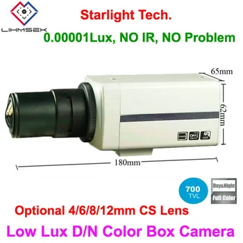 

Lihmsek Analog ccd 700TVL Sony Effio-E Ultra Low Lux Day Night Full Color CCTV Box Starlight Camera with 4/6/8/12mm CS Lens