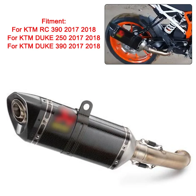 

For KTM 2017 2018 RC 390 RC RC390 DUKE 390 250 Duke Slip-on Full set of Exhaust Muffler Silencer Middle Link Pipe Brand New