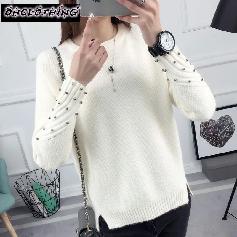 Цена OHCLOTHING 2019 новая весна корейский короткие универсальные зимний свитер вязаная рубашка с длинными рукавами свободные свитер для женщин пулов...