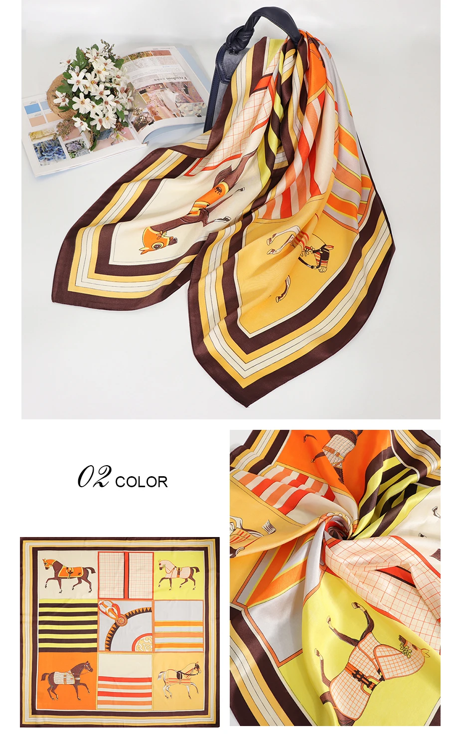 Дизайн бандана шелковый квадратный шарф Саржевые женские шарфы платок винтажный платок хиджаб шарф роскошный бренд атласный шейный шарф