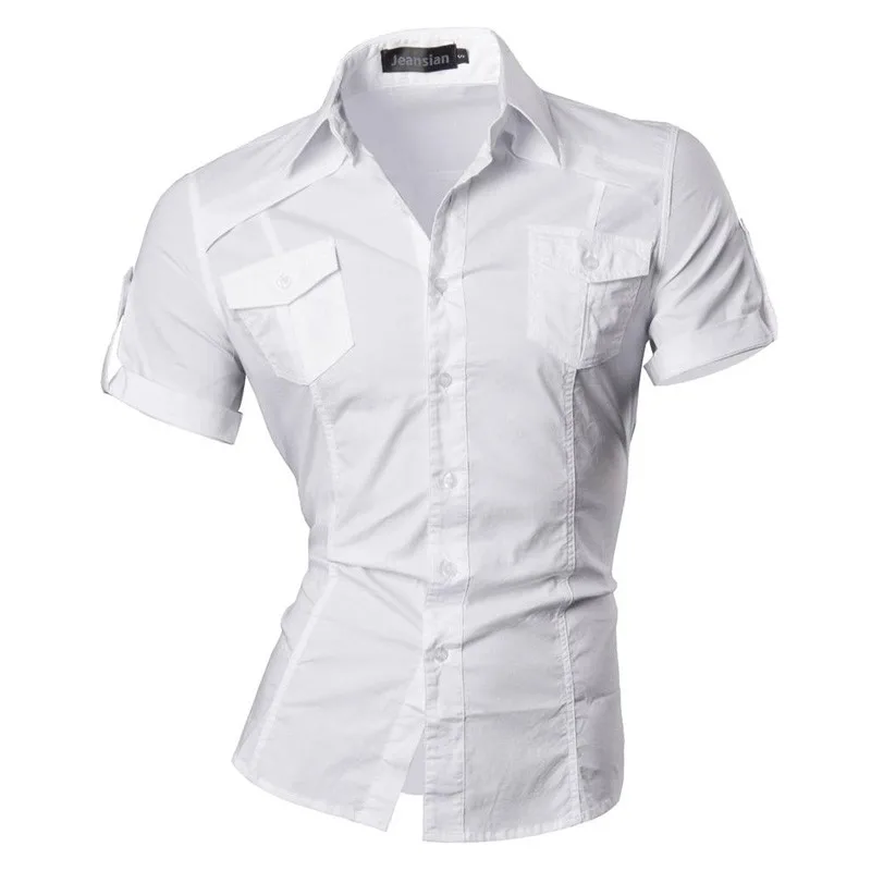 Jeansian camisa casual de manga curta masculina,