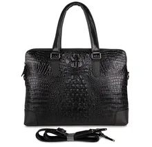 Crocodile pattern cowskin real Genuine leather men messenger bags black color briefcase alligator portfolio shoulder bag #J7276