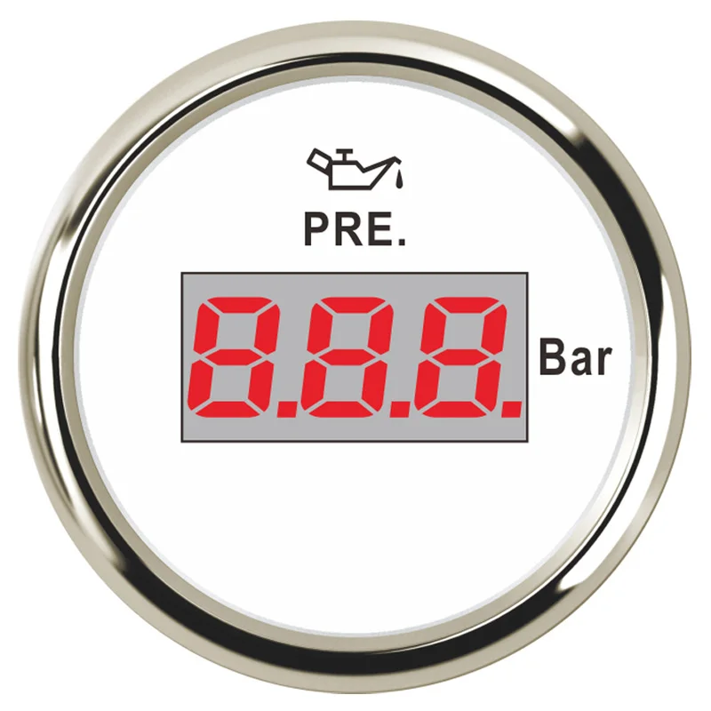 

1pc Digital Oil Pressure Gauges 52mm 0-10Bar Oil Pressure Meters LCD Display Waterproof IP67 Red Backlight for Car Truck