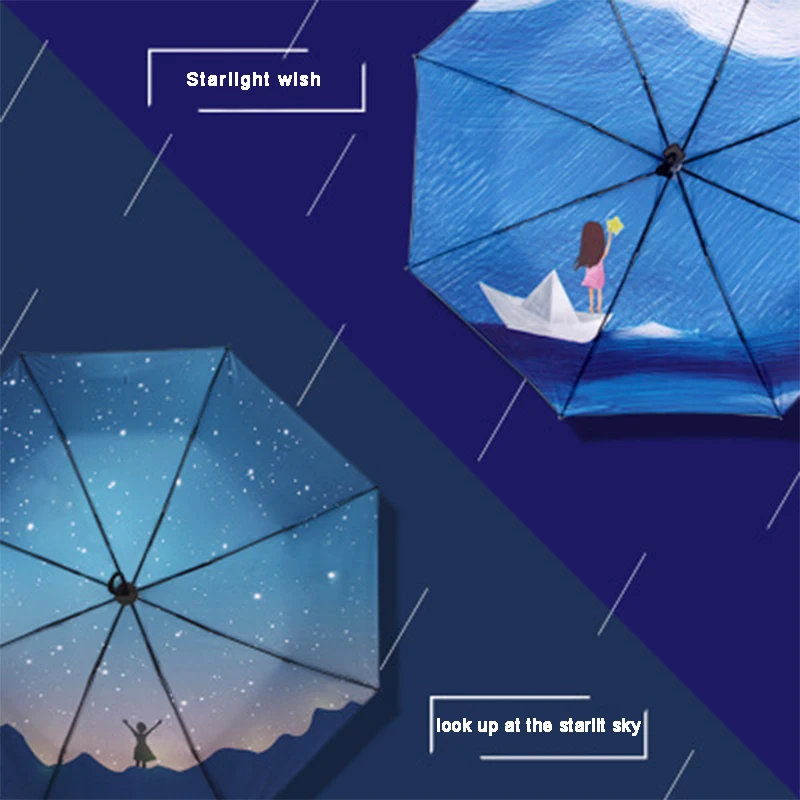 

Look up at the star black plastic umbrella to block the uv thickening