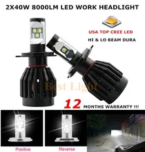 2×80 Вт 8000LM High Lumen H4 9003 HB2 ПРИВЕТ/LO Двухлучевой для Обломока CREE LED Автомобилей Противотуманные фары Фара Автомобиль Мотоцикл Лампы