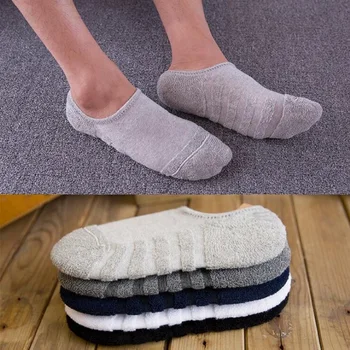 

ankle socks casual Polyester cotton elastic short for spring autumn winter Men Man Male Boy thicken terry strip design