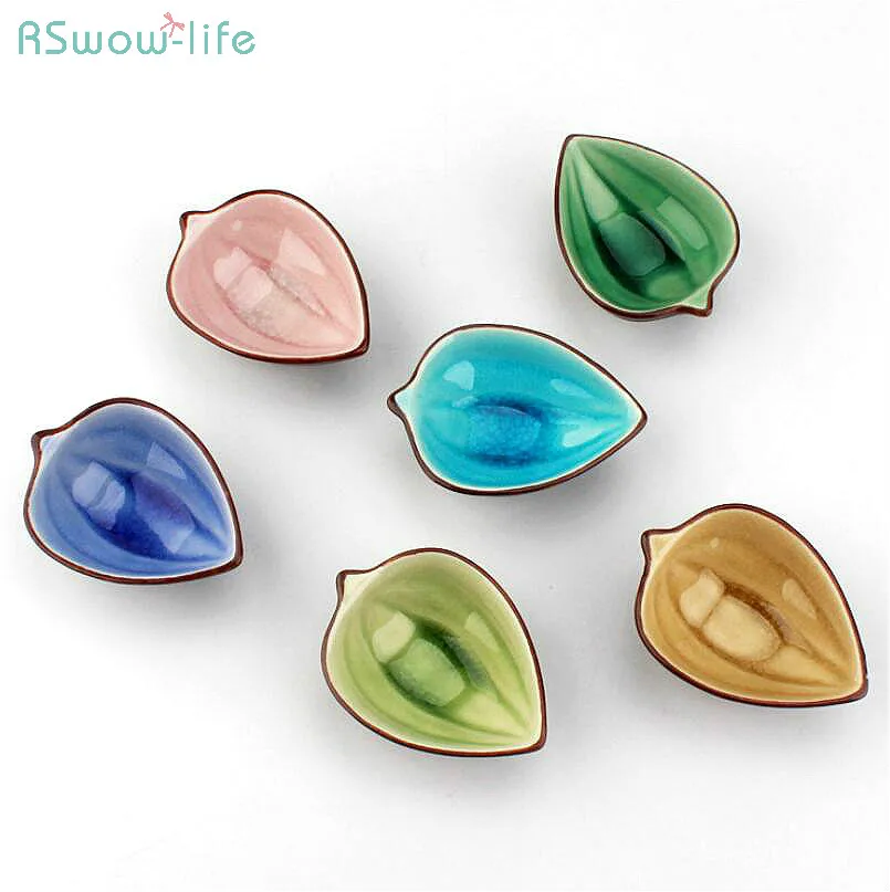 

3.5 inches Colorful Japanese Creative Side Plate Ceramic Candy Dishs Trinket Mini Snacks Cheese Sushi Plates Leaf Pure Colors