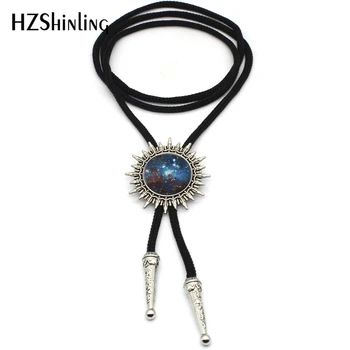 

2017 New Arrived Rainbow Colourful Nebula Western Bolo Tie Cowboy Shirt Accessory Galaxy Nebula Glitter Photo Bolo Ties Necklace