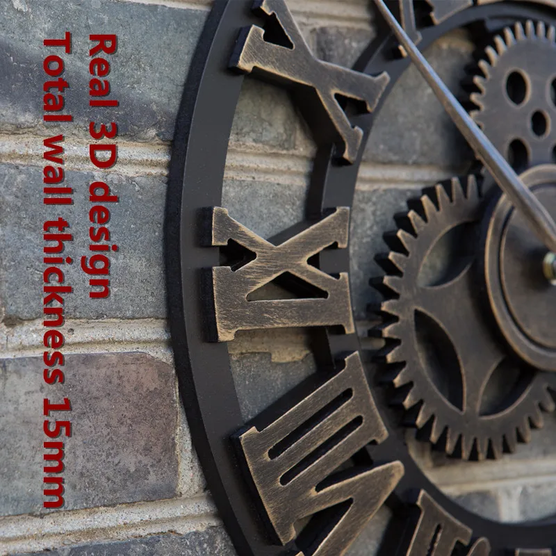 Tanie Handmade ponadgabarytowy 3D retro rustykalny, dekoracyjny luksusowa sztuka duży sprzęt drewniany vintage duży zegar ścienny na ścianie na prezent 20 cali