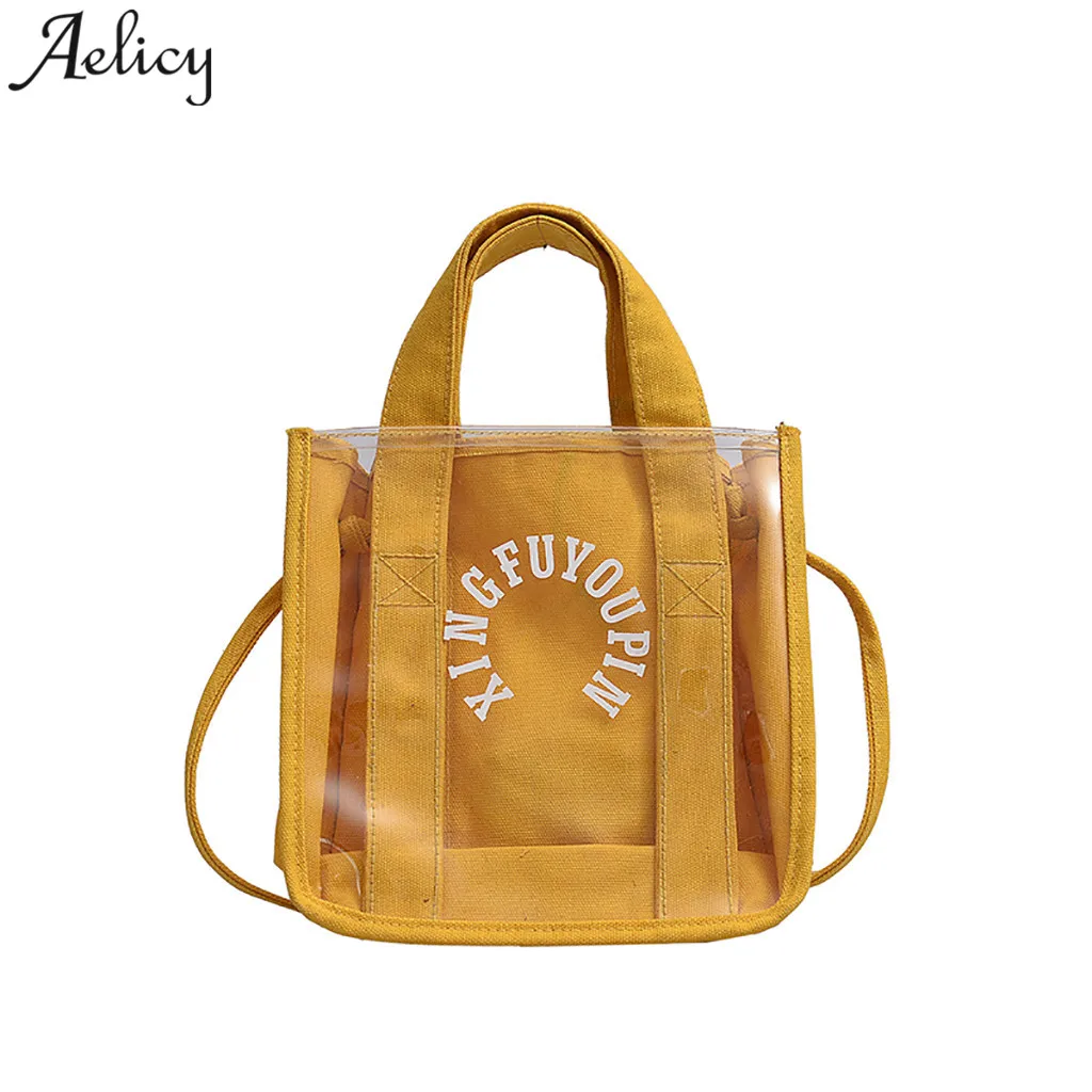 

Aelicy leisure ladies Crossbody bag Canvas wild Transparent Women Shoulder Bag letter Handbag torebki damskie new 2019 drop ship
