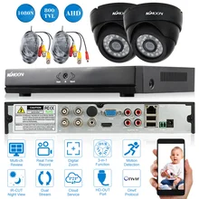 KKmoon 4CH система безопасности 1080N/720 P AHD DVR видеорегистратор и 2 шт 800TVL камеры скрытого видеонаблюдения с ИК-вырезом встроенный