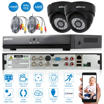 

KKmoon 4CH Security System 1080N/720P AHD DVR Video Recorder And 2PCS 800TVL Indoor Surveillance Cameras With IR-Cut Built-in