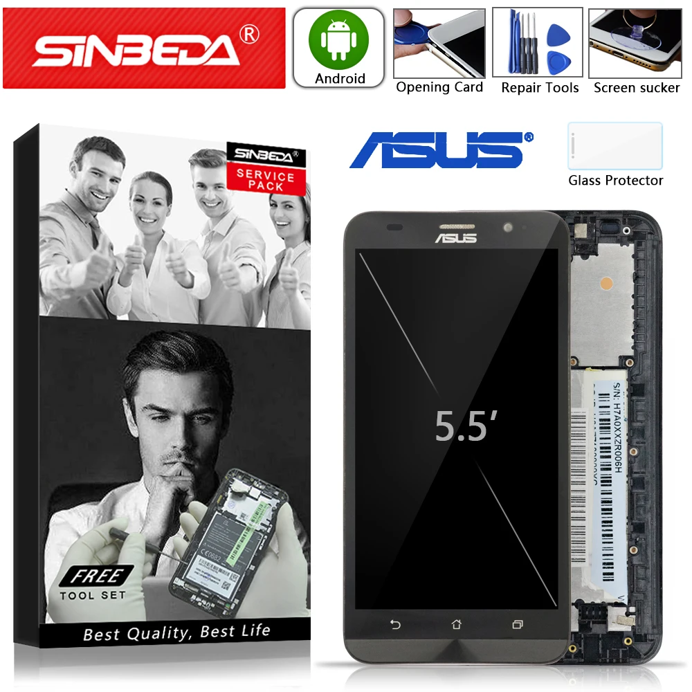 

5.5" Original LCD For ASUS Zenfone 2 ZE551ML LCD Display Touch Screen Digitizer with Frame for ASUS Zenfone 2 ZE551ML Z00AD LCD