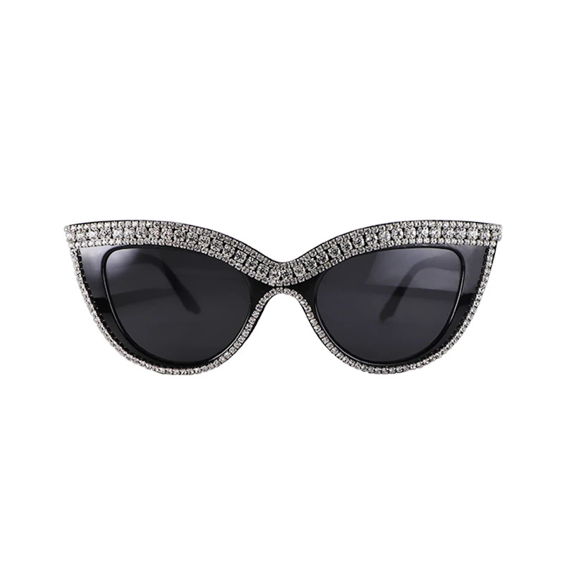 Ретро Винтаж со стразами Cateye Солнцезащитные очки для Для женщин Пластик оправа «кошачий глаз» солнцезащитные очки UV400 Shades Sexy Брендовая Дизайнерская обувь