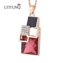 LYIYUNQ, классическое геометрическое квадратное Кристальное ожерелье, s& Кулоны для женщин, модный бренд, стразы, ожерелье с кулоном, хорошее ювелирное изделие