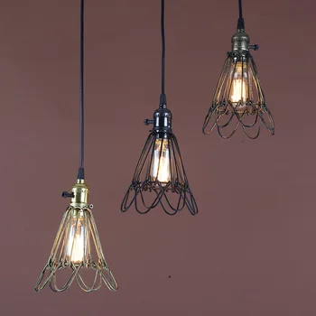 

vintage metal cage lampshade pendant light E26 AC110V/220V industrial edison pendant lamp with brass ceramic base