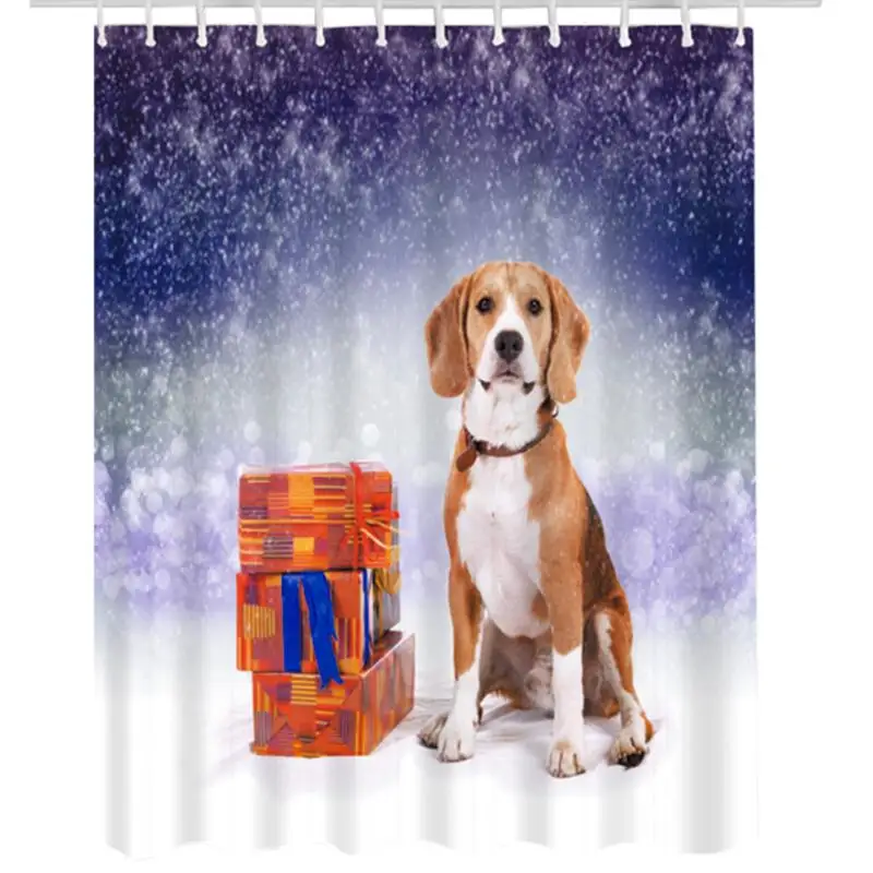 

Gift Dog 3D Digital Printing Polyester Waterproof Shower Curtain Home Bathroom Curtains with 12 Hooks Polyester Curtain