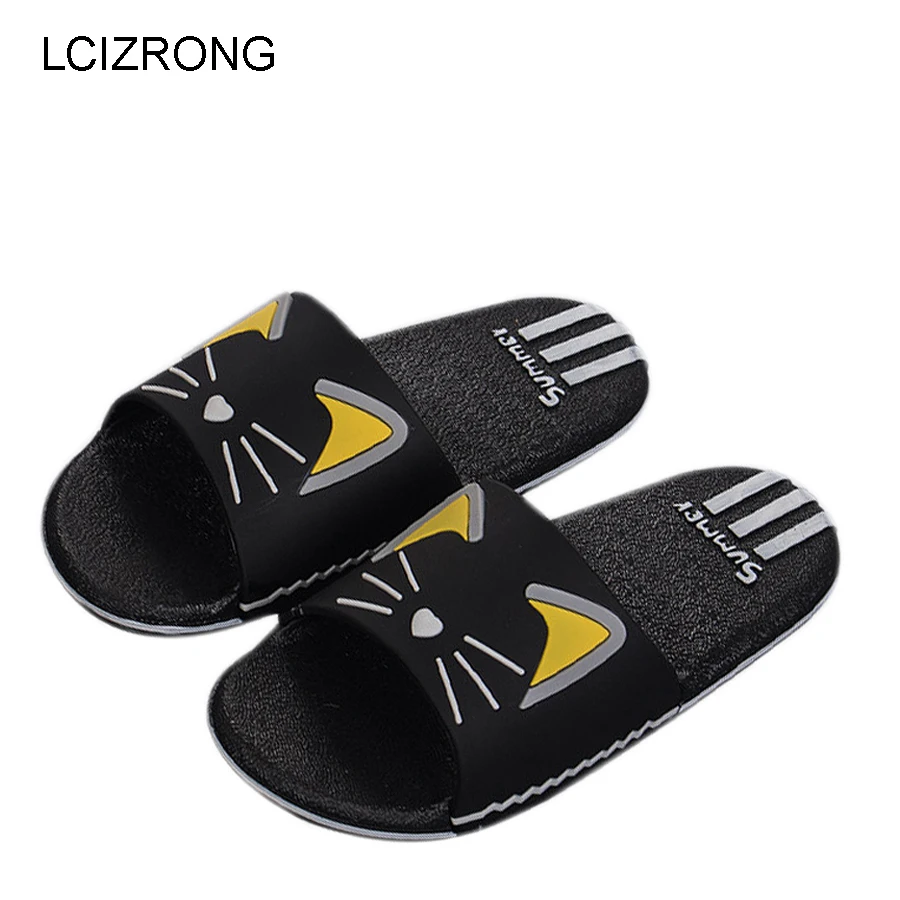 

LCIZRONG Cute Cat Unisex Summer Slippers Women 8 Colors Home Animal Flat Slippers Cartoon Female/Men Indoor Slippers Bathroom
