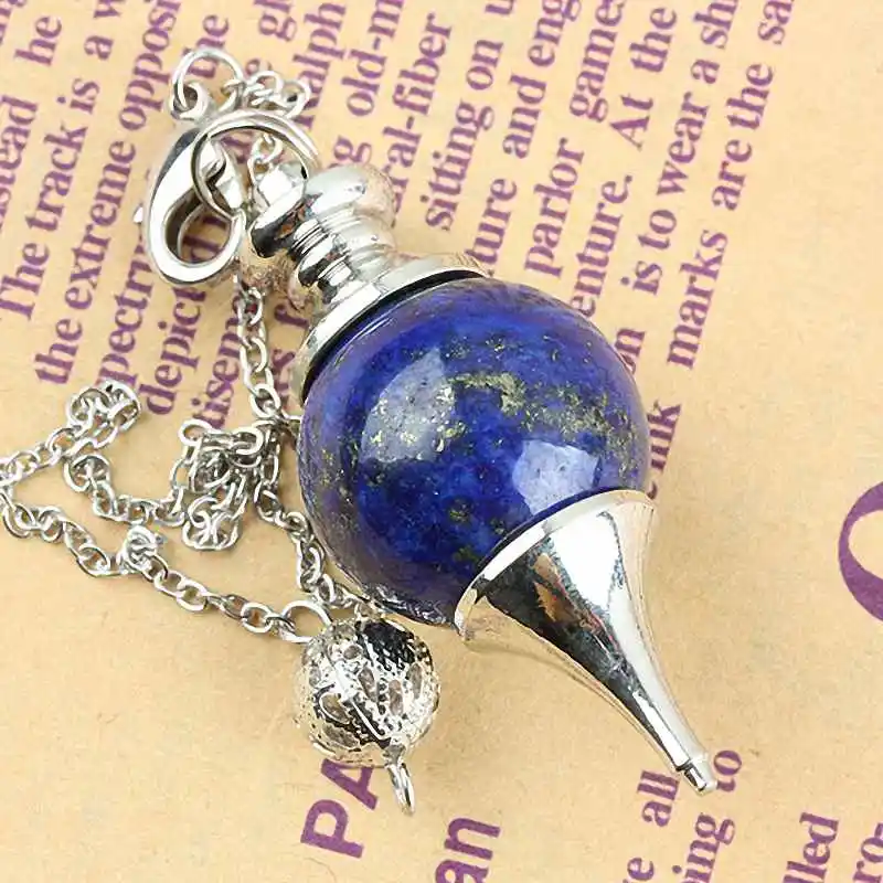 

SUNYIK Lapis Lazuli Gem Stone Ball Healing Dowsing Reiki Chakra Charm Pendulum Chain