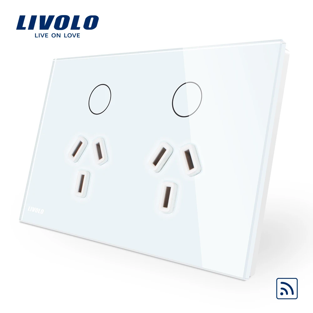 

Livolo Australia Standard Power Remote Socket,White/Black Glass Panel, AC110~250V,without any remote controller,VL-C9C2AUR-11/12