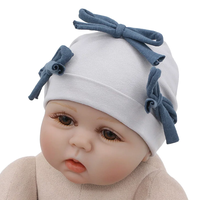 GZhilovingL New Cute Baby Cotton Bow Hat Beanies For Infant Girls Boys Kids Winter Soft Solid Newborn Baby Hair Accessories