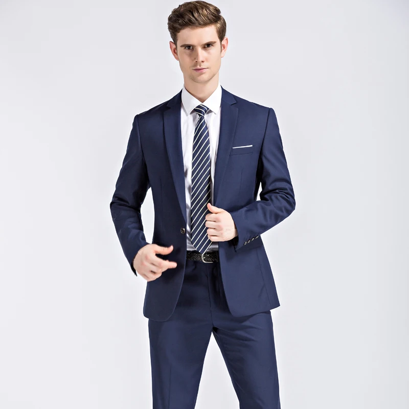 Новые осенние Свадебные темно-синие костюмы для мужчин, блейзер для мужчин, мужские темно-синие деловые костюмы, мужские Нарядные Костюмы, размер M-4XL