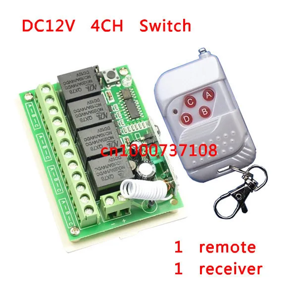 

DC12V 4channels rf wireless switch mode power supply Momentary toggle switch with learning button 1 transmitter and1 receiver