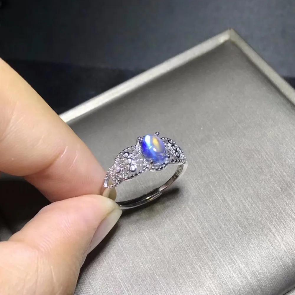 Moonstone Gemstone Wedding Ring 925 Silver 14K Gold Diamond Pave Women's Jewelry 