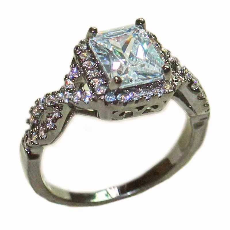 Download choucong Jewelry Fashion 10KT Black Gold Filled Pave setting 6CT square Zircon stone Ring ...