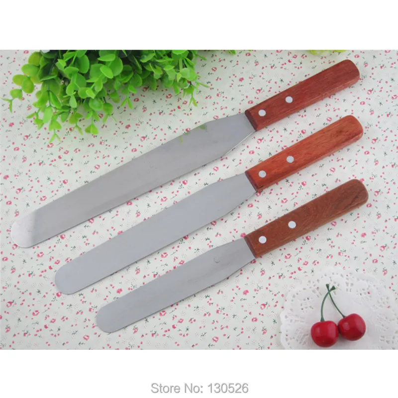  1Pc Long Cake Icing Spatula With Wood Handle Cream Butter Smoother Blade Flat Scraper Smoothing Dec