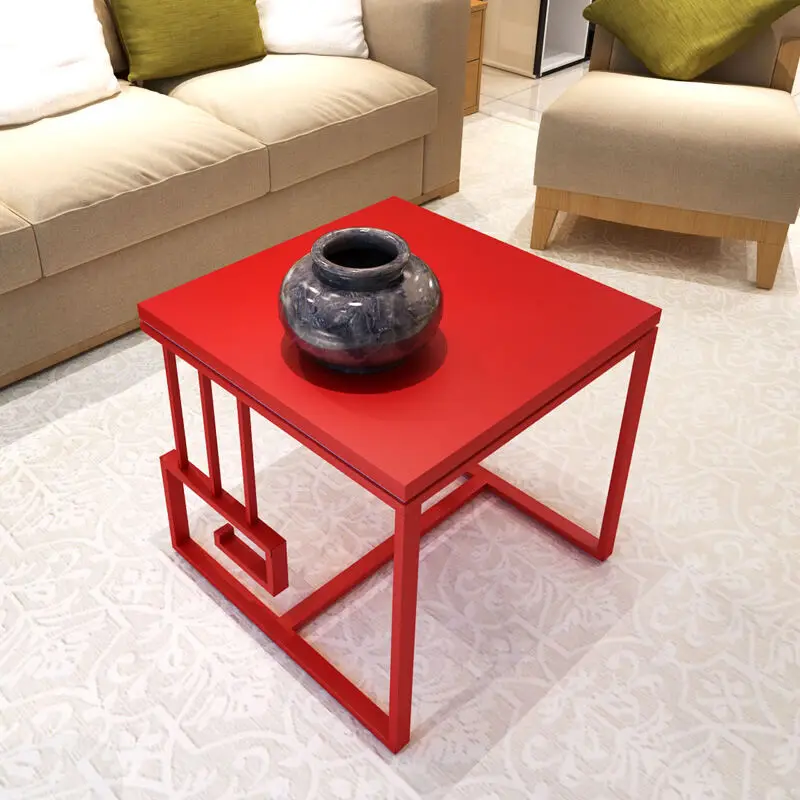 Modern minimalist living room small assemble tea table sofa side cabinet table corner small glass side table