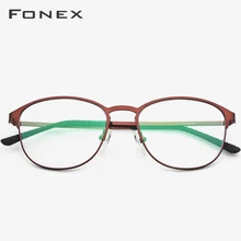 FONEX титановый сплав оправа для очков для женщин рецепт Ретро Винтажные круглые очки близорукость оптическая оправа мужские очки 10012