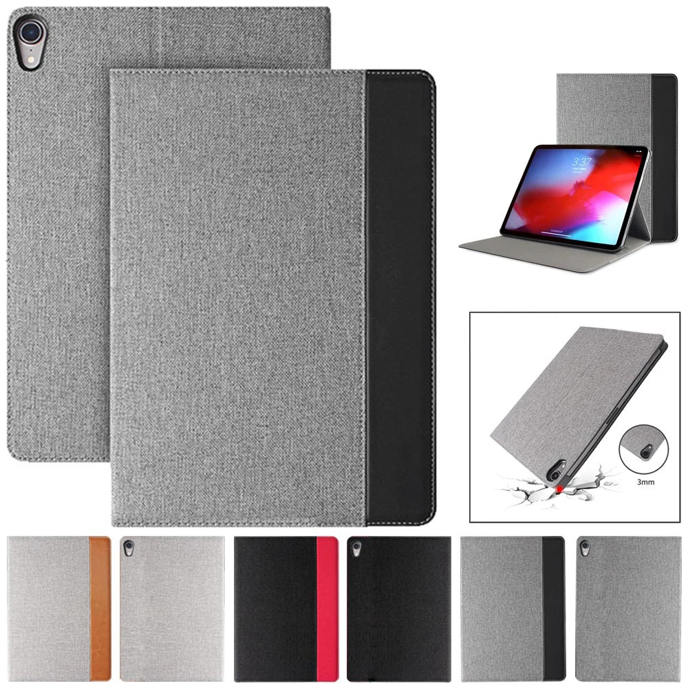 Case Cover for iPad Pro 11 2018 Canvas+Leather Smart Cover Auto Sleep