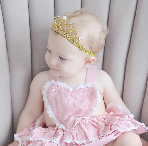 Princess Gold Glitter Crown Headband Birthday Crown Tiara Headband Hair