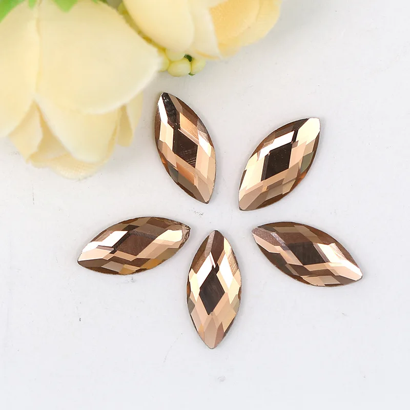 

DIY wedding dress and headpiece High grade jewelry accessories coffee color horse eye shape flat back Rhinestones 20pcs/pack
