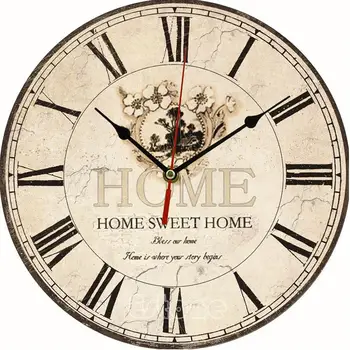 

Large Vintage Rustic Wooden Wall Clock Kitchen Antique Shabby Chic Retro Home