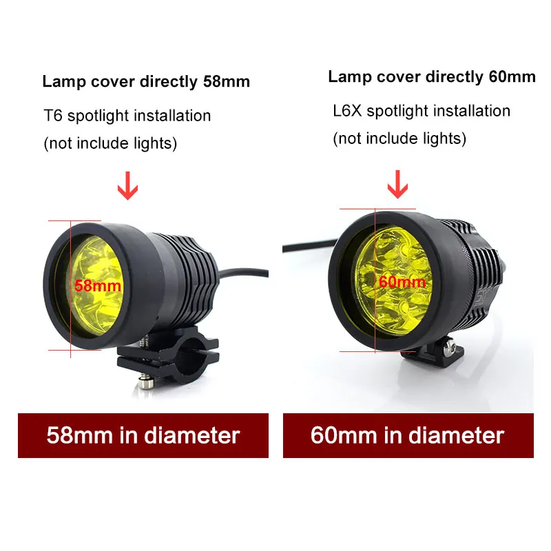 2 шт. moto rcycle фара желтый/красный/синий крышка пластик мотоцикл для самостоятельной сборки свет крышка 3000 К лампы диаметр 58 мм/60 мм