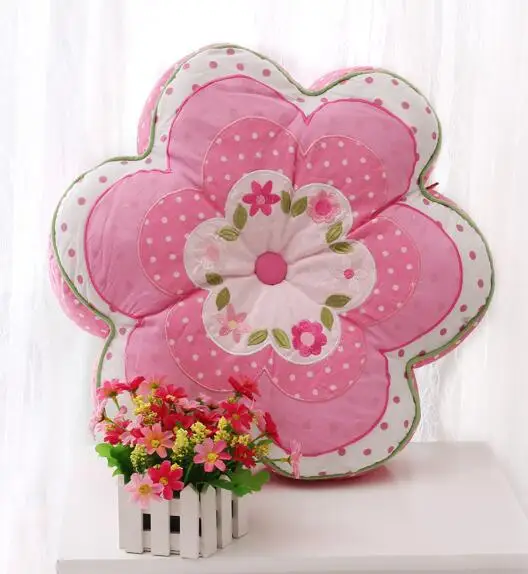 Цветок хлопка Подушки с начинкой принцессы с вышивкой для девочек сладкий подарок номер дома диван-кровать DEC fg208