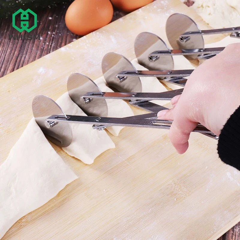 

WHISM Rolling Pizza Cutter 3-7 Wheels Stainless Steel Pizza Knife Cutter Pie Piece Roller Pastry Pasta Dough Peeler Baking Tools