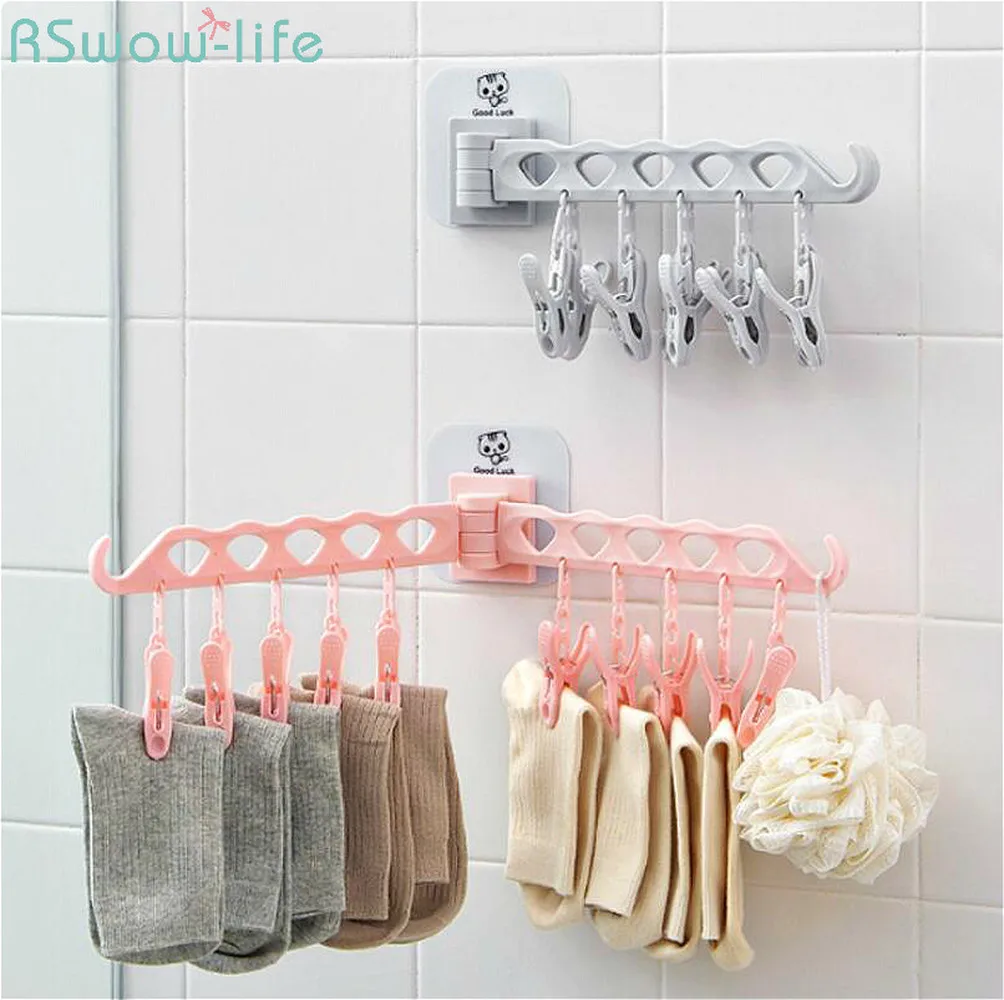 

Household Multi-function Hanger Plastic Clothespin Removable Windproof Underwear Socks Drying Rack Clothes Hangers
