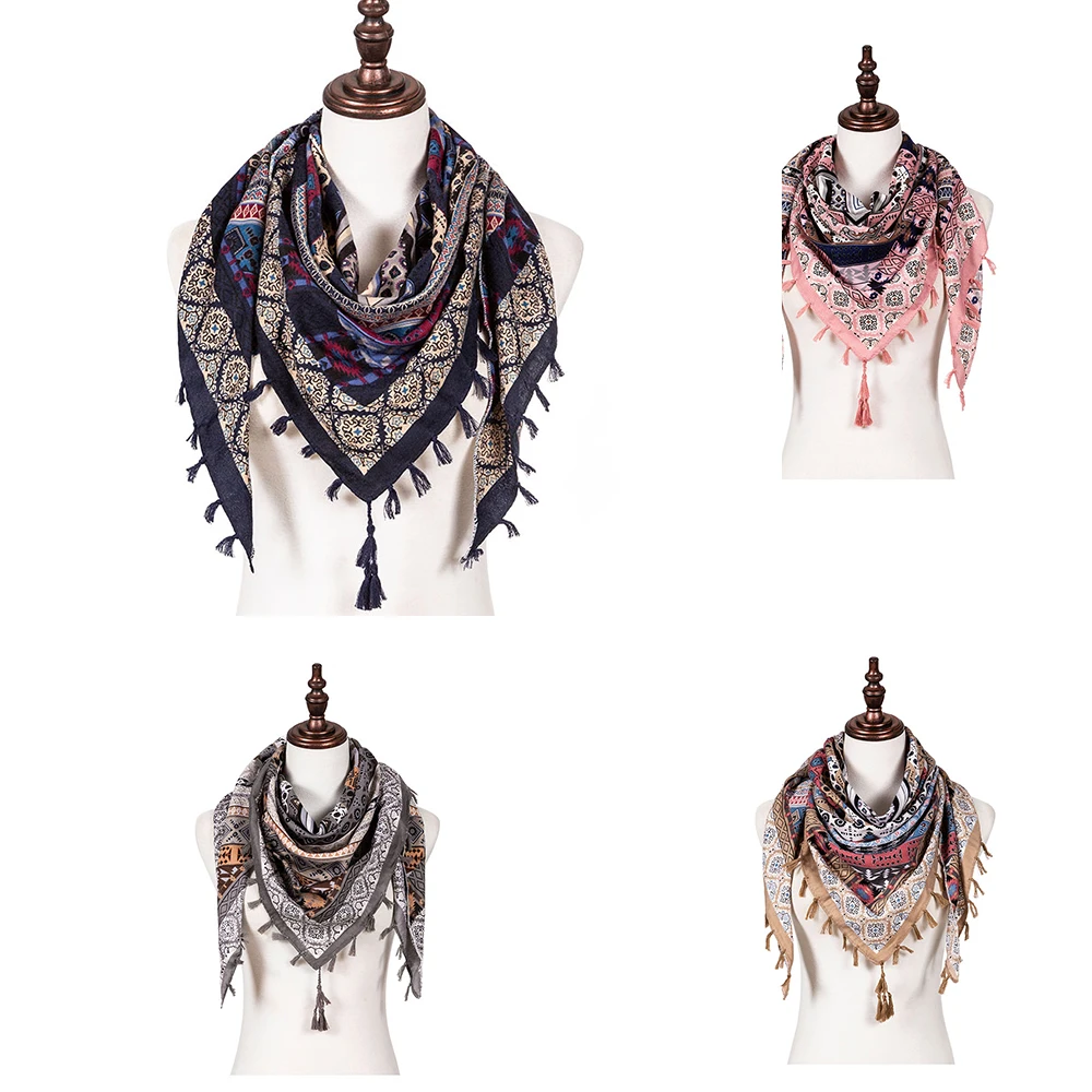 

HOT Winter Scarf Female Ethnic Style Triangle Tassel Scarf Autumn And Winter Warm Fashion Women Pashmina Shawl Scarf