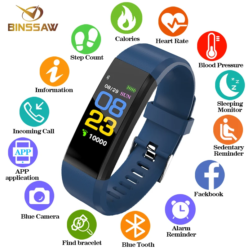 

BINSSAW 2018 New Women Men Watch Sport Waterproof Blood Pressure Heart Rate Monitor Smartwatch Fitness tracker pedometer Watch