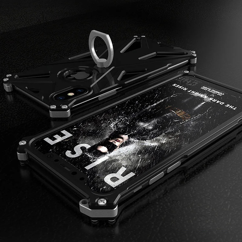 KANENG Мода красочные противоударный границы для iPhone X Алюминий сплав металлический чехол для телефона с пальца кольцо для Apple iPhone X 5,8"