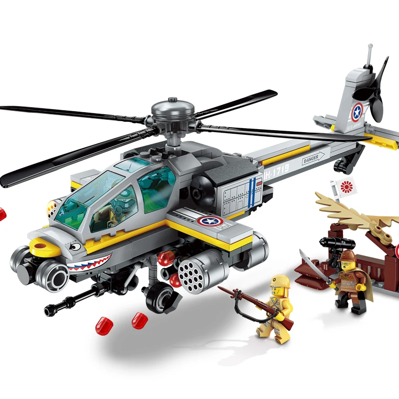 

Enlighten Building Block Military Battle Sea Force Apache Raid 3 Figures 280pcs Educational Bricks Toy Boy Gift