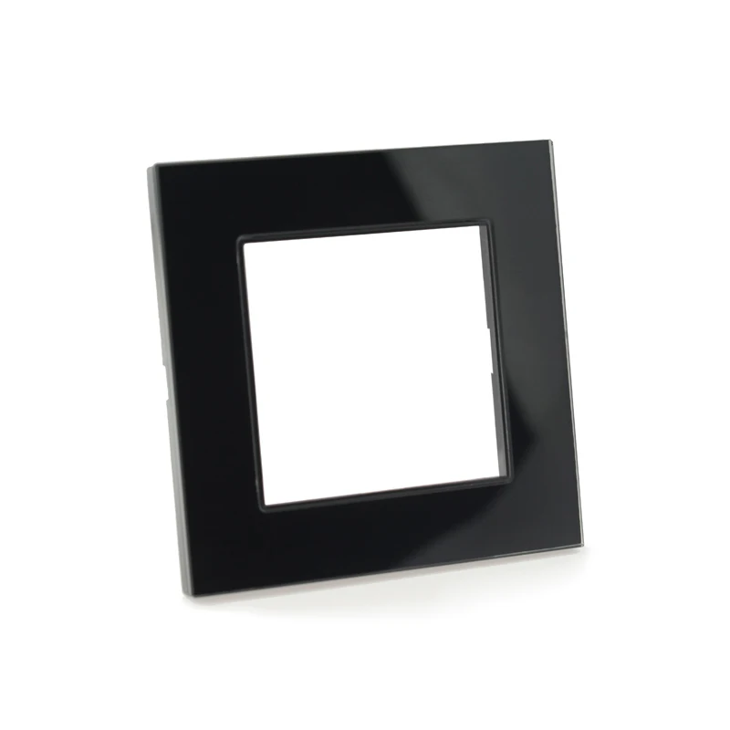 DIY для настенного выключателя только Рамка стеклянная панель белая закаленное стекло Панель рамка Singel, двойная, тройная, четырехместная панель - Тип: Black Panel
