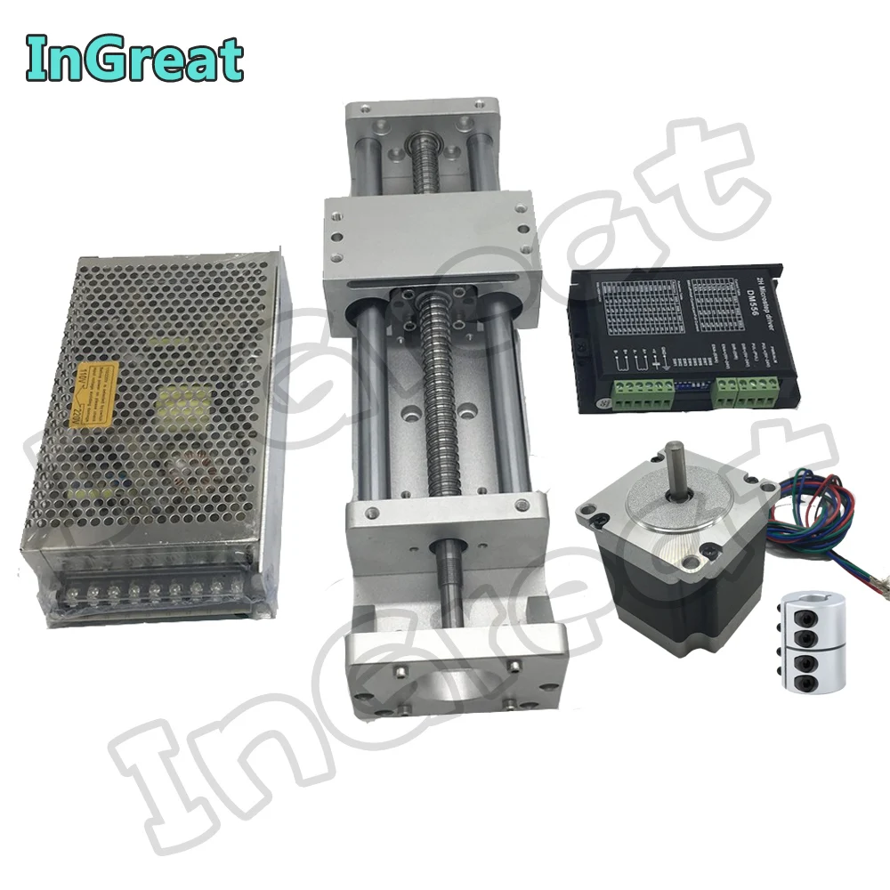 300MM Stroke CNC Linear Module Cross Sliding Working Table XYZ Axis SFU1605 BallScrew + NEMA23 Stepper Motor Driver Power Supply |