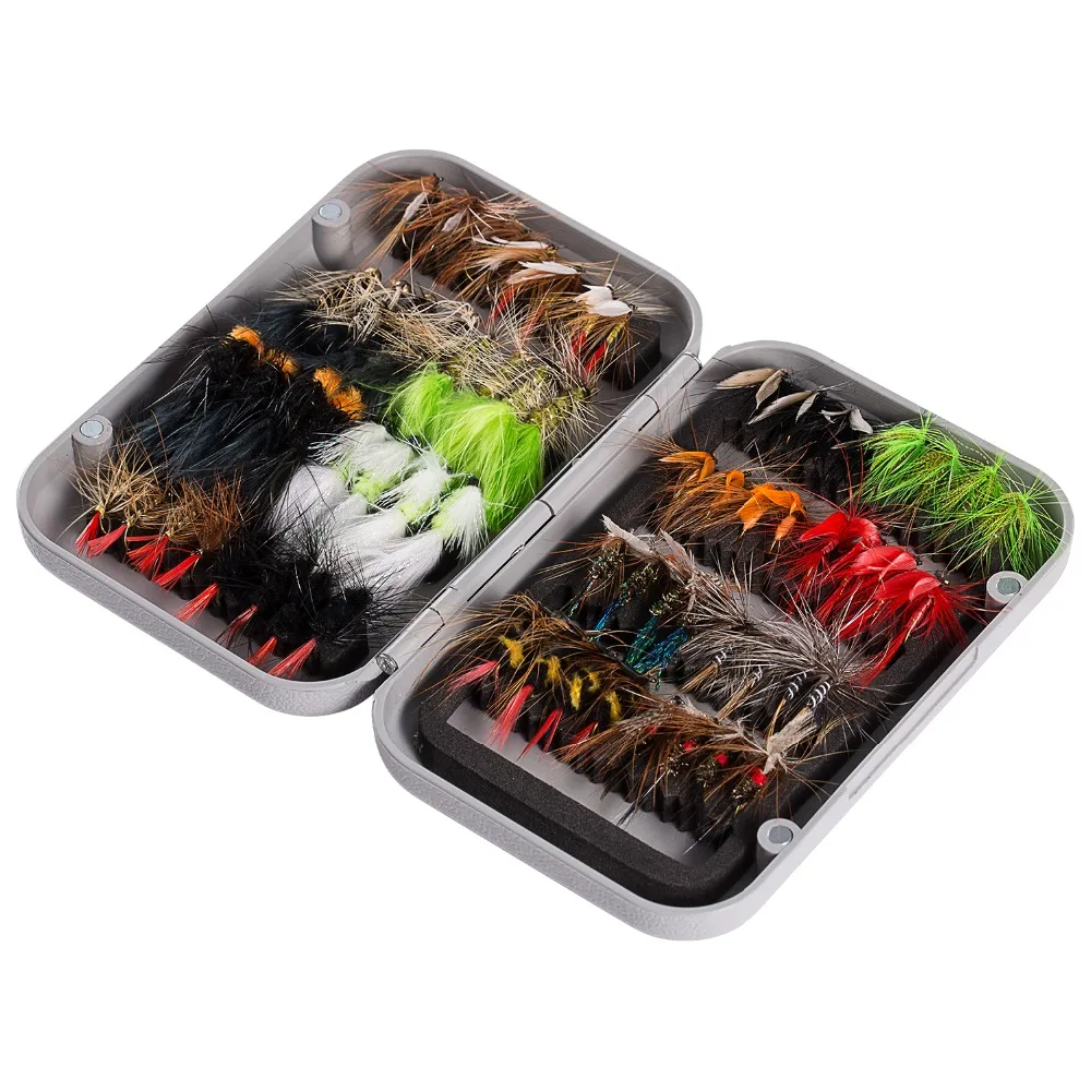 Moscas da Pesca da Mosca Atração da Mosca Pacote de 64 Bassdash Assorted Incluindo Dry Moscas Molhadas Ninfas Flâmulas Terrestres Kit Pcs 2 Bassdash Kit Assorted Moscas da Pesca da