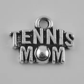

RAINXTAR Antique Silver Color Tennis Mom Letter Charms Vintage Alloy Pendant Charms AAC745